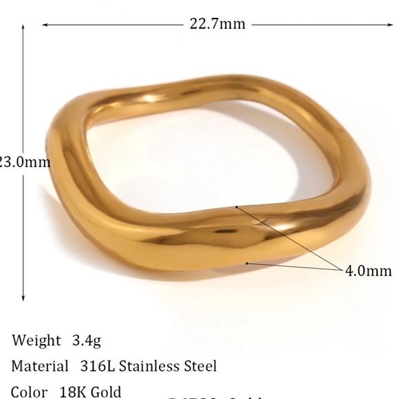 New: 18K Gold Plated Minimalist Water Wave Ring - Picture 6 of 8
